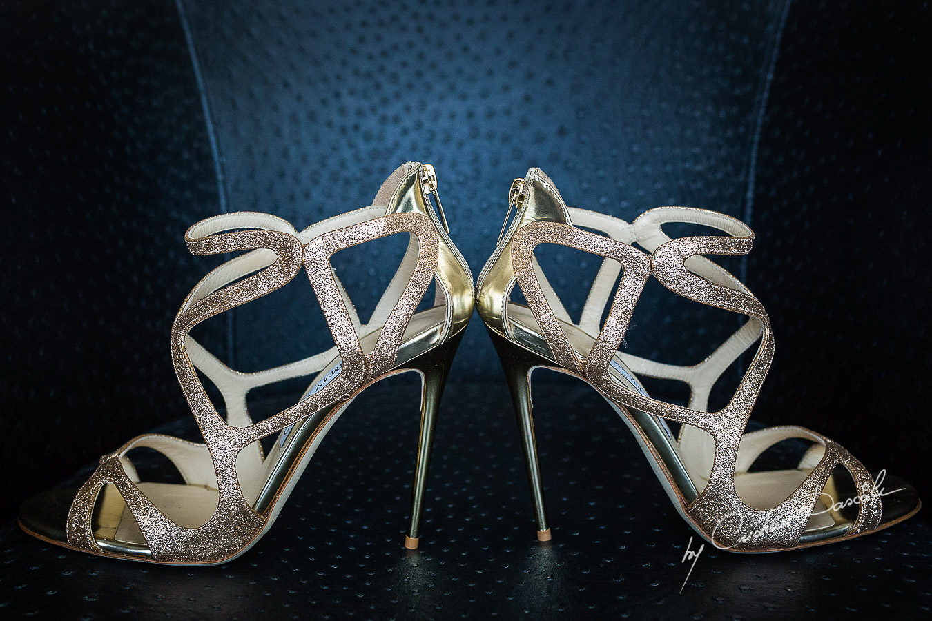 Jimmy Choo bridal shoes details, captured at a wedding in Cyprus by Photographer Cristian Dascalu.